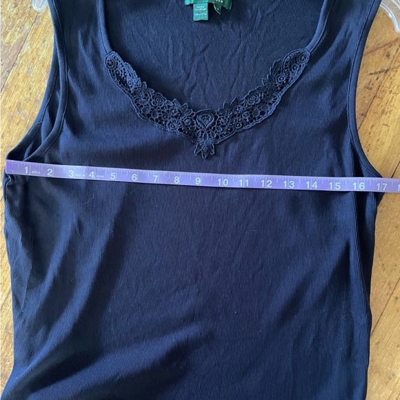 Lauren Ralph Lauren lace trim tank navy blue size 1X feminine y2k sleeveless - Picture 5 of 6